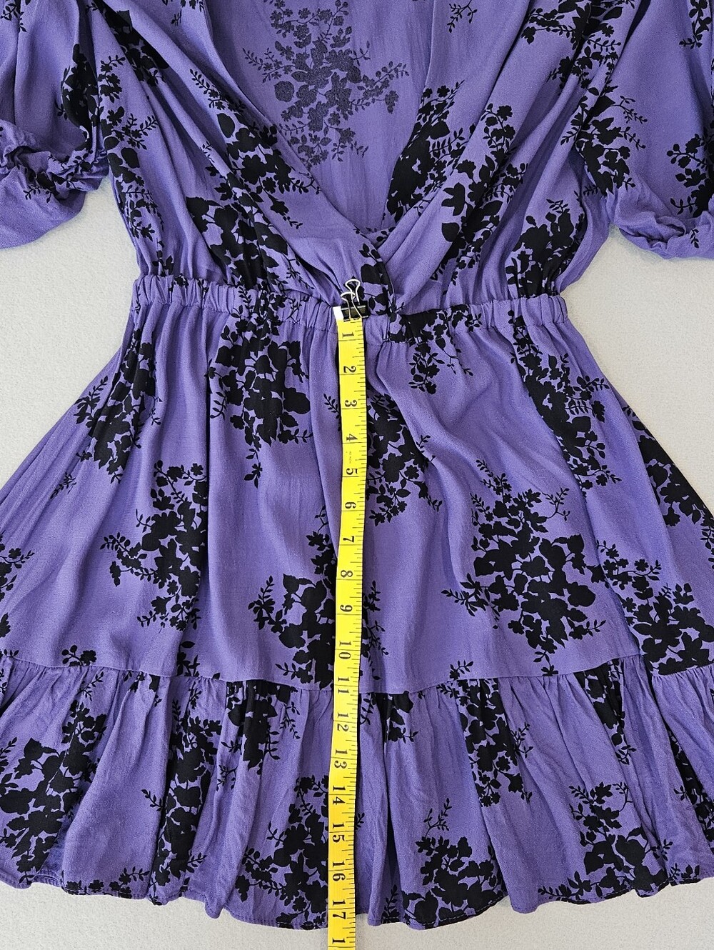 Zara Women's Small Purple & Black  Floral Mini Dress With Ruffle Hem - Picture 13 of 16